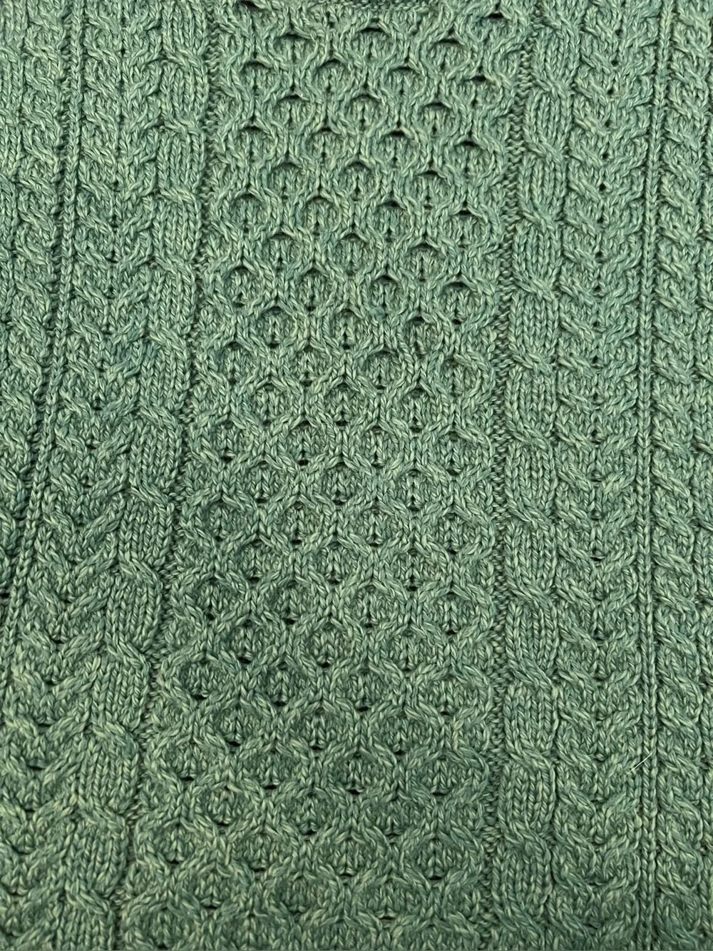 Vintage Carraig Donn green merino wool cable knit sweater Irish Fisherman Cabin